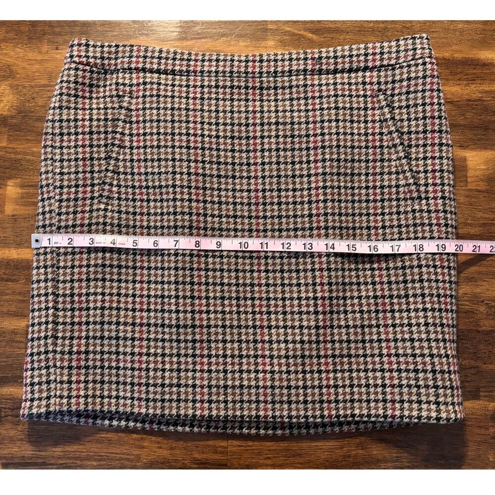 J Crew Women’s 14 35x18 Skirt Short Wool Blend Houndstooth Pockets Y2K Tweed - Picture 9 of 10